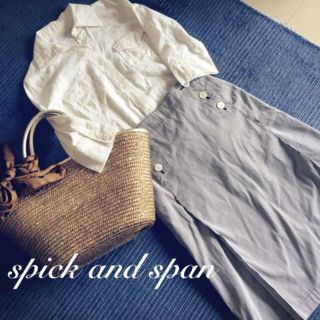 スピックアンドスパン(Spick & Span)のスピック＆スパン♡ストライプミディSK(ひざ丈スカート)