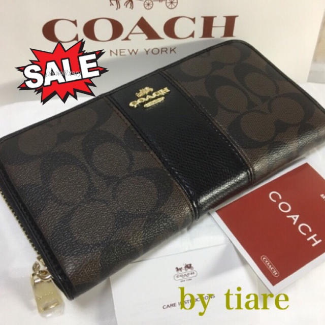 COACH(コーチ)のセール❣️新品コーチ長財布 F52859 ブラック&ブラウン ラウンドファスナー レディースのファッション小物(財布)の商品写真