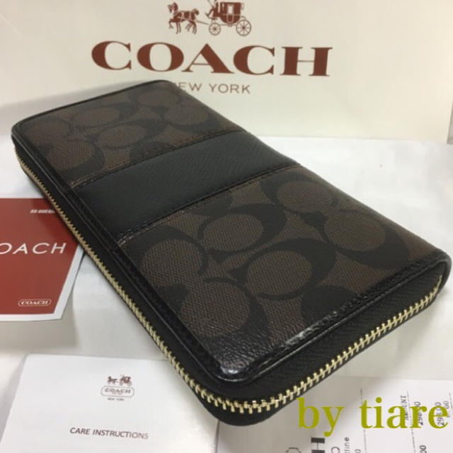 COACH(コーチ)のセール❣️新品コーチ長財布 F52859 ブラック&ブラウン ラウンドファスナー レディースのファッション小物(財布)の商品写真