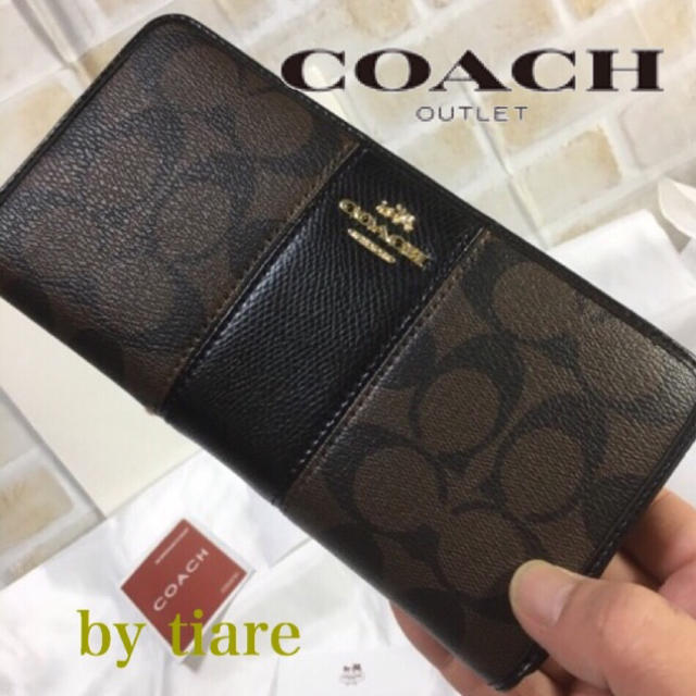 COACH(コーチ)のセール❣️新品コーチ長財布 F52859 ブラック&ブラウン ラウンドファスナー レディースのファッション小物(財布)の商品写真