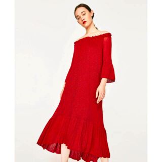 ザラ(ZARA)のZARA オフショルニットワンピース(ひざ丈ワンピース)