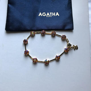 アガタ(AGATHA)のほぼ未使用 アガタブレスレット (琥珀色 ラインストーンが♡綺麗)(ブレスレット/バングル)