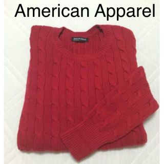 アメリカンアパレル(American Apparel)の美品 アメリカンアパレル ケーブルニット ケーブルセーター 赤 S(ニット/セーター)