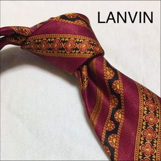 ランバン(LANVIN)のLANVIN ネクタイ ワインレッド ゴールド ストライプ(ネクタイ)