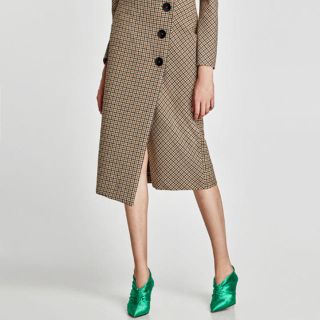 ザラ(ZARA)の完売！ZARAチェックスカート Sサイズ(ロングスカート)