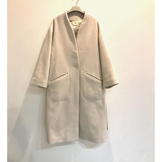 IENA(イエナ)のIENA 16AW ウールモッサーノーカラーコート ナチュラル イエナ レディースのジャケット/アウター(ロングコート)の商品写真