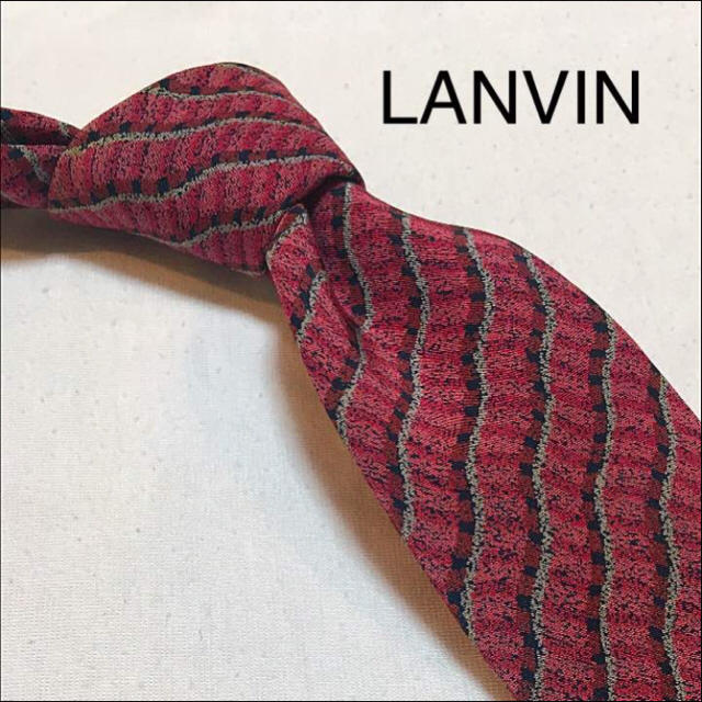 LANVIN(ランバン)のLANVIN ネクタイ レッド ウェーブ ストライプ メンズのファッション小物(ネクタイ)の商品写真