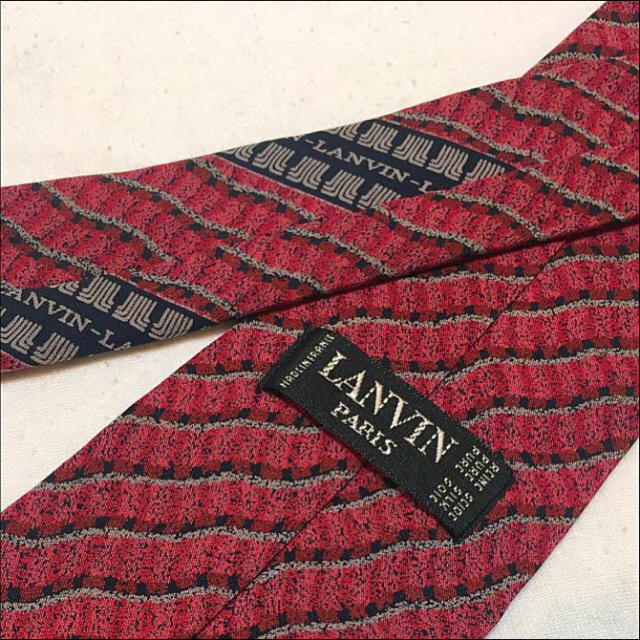 LANVIN(ランバン)のLANVIN ネクタイ レッド ウェーブ ストライプ メンズのファッション小物(ネクタイ)の商品写真