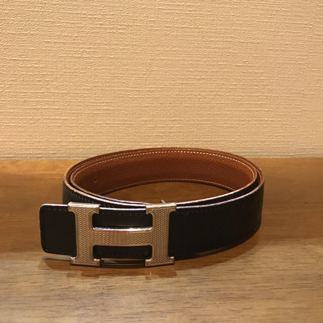 HERMES 黒×ゴールド (茶)リバーシブルベルト-