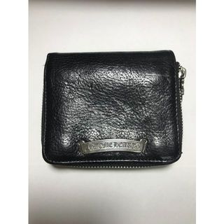 クロムハーツ(Chrome Hearts)のクロムハーツ スクウェア ジップビルブラックレザーウォレット ラウンドジップ(折り財布)