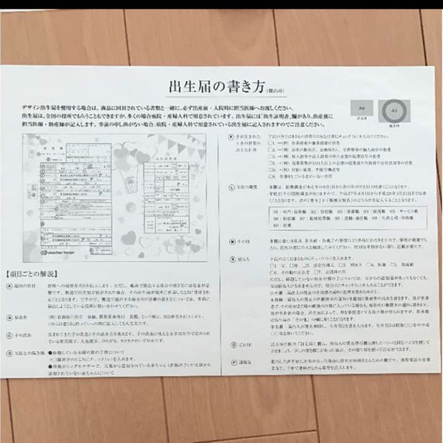 デザイン出生届 キッズ/ベビー/マタニティのメモリアル/セレモニー用品(その他)の商品写真