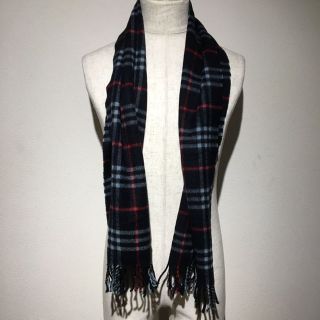 バーバリー(BURBERRY)の美品 バーバリー カシミア100% マフラー チェック 黒(その他)