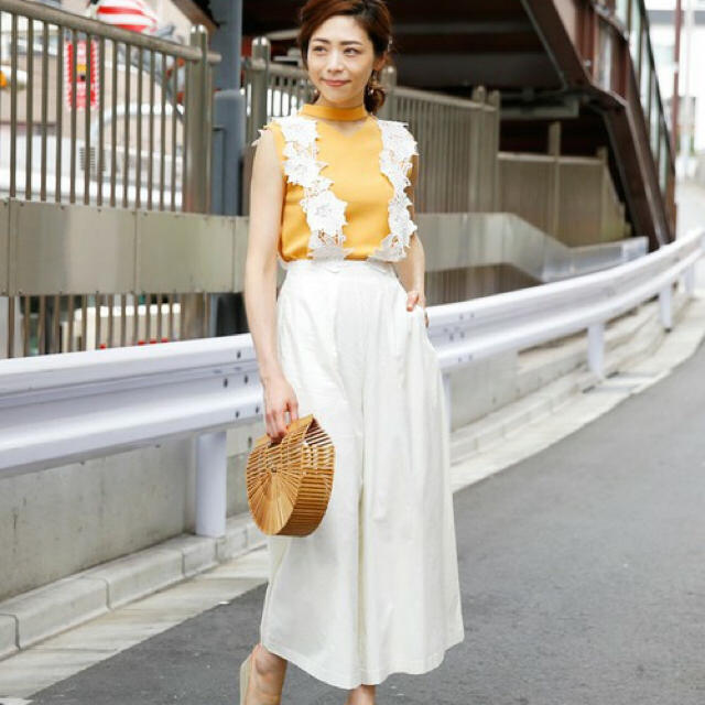 AMERI vintage モチーフレースサスペンダーパンツ - サロペット