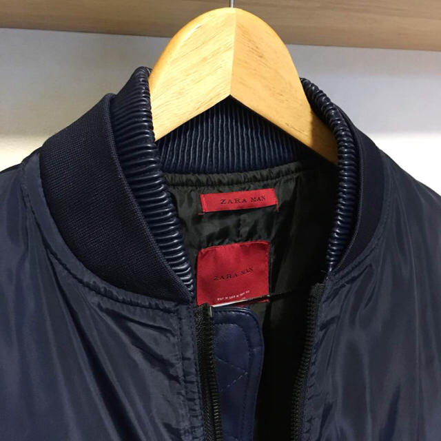 Zara 美品 Zara Man レザー Ma 1 メンズ ブルゾン ジャケット