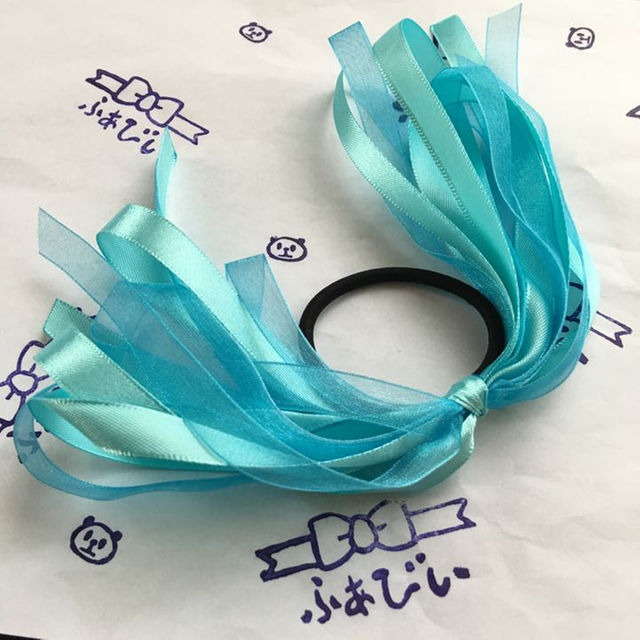 福袋セール】 ライトブルー&コバルトブルーリボンヘアゴム 浴衣 花火 ... ♪ミナペルホネン woolly ball♪95くるみボタン ヘアゴムハンドメイド