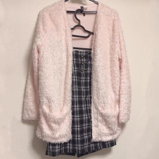 エイチアンドエム(H&M)のピンク × チェック(カーディガン)