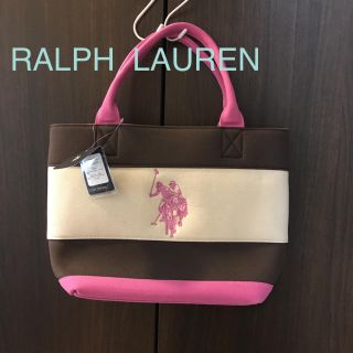 ポロラルフローレン(POLO RALPH LAUREN)のラルフローレン トートバッグ マルチボーダー    ピンク×茶×ベージュ(トートバッグ)