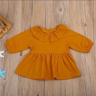 ◇ベビー服 女の子用《80cm》イエロー フリルショートドレス(シャツ/カットソー)