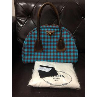 PRADA バッグ　ボーリングバッグ　チェック柄