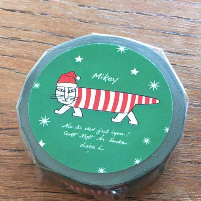 Lisa Larson(リサラーソン)のリサラーソン サンタのしま猫マイキー マスキングテープ クリスマス マステ インテリア/住まい/日用品の文房具(テープ/マスキングテープ)の商品写真