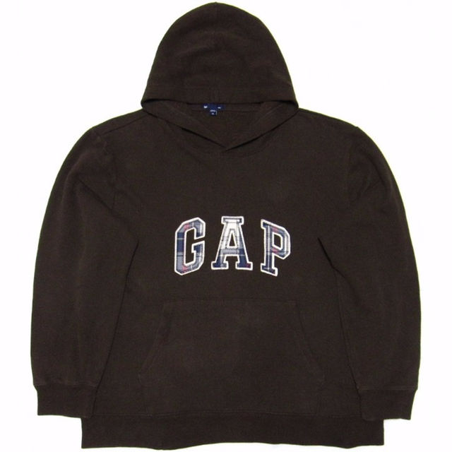 GAP(ギャップ)の女XL 裏起毛ロゴワッペンプルオーバーパーカー Gap ギャップ ブラウン レディースのトップス(パーカー)の商品写真