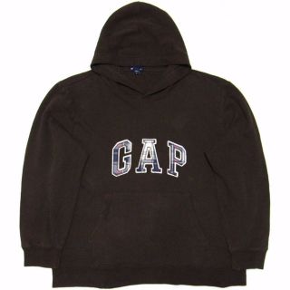 ギャップ(GAP)の女XL 裏起毛ロゴワッペンプルオーバーパーカー Gap ギャップ ブラウン(パーカー)