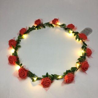 336★光る花冠 (レッド)「光る花かんむり ハロウィン 小道具 グッズ」(その他)