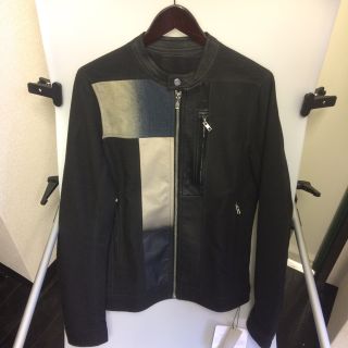 リックオウエンス(Rick Owens)の【新品】RICK OWENS レザー切替 ライダースジャケット(ライダースジャケット)