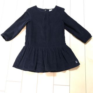 プチバトー(PETIT BATEAU)のプチバトー 24M 86㎝ コーデュロイワンピース ネイビー(ワンピース)