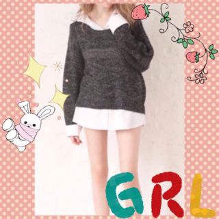 グレイル(GRL)の10/27 GRL(グレイル)完売品！ブラウスシャツデザイン レイヤードニットF(ニット/セーター)