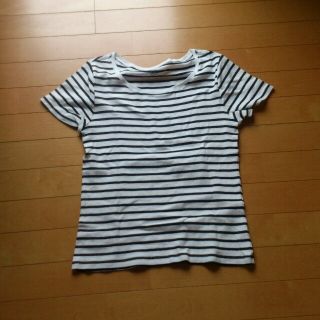 ギャップ(GAP)の白×黒ボーダートップス(Tシャツ(半袖/袖なし))