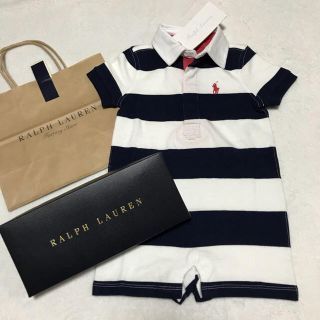 ラルフローレン(Ralph Lauren)の新品✨ラガーシャツ ショートオール 9M/75(ロンパース)