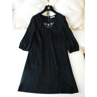 プロポーションボディドレッシング(PROPORTION BODY DRESSING)の美品◆プロポーションボディドレッシング◆ビジュー付きお洒落ワンピース◆３(ひざ丈ワンピース)