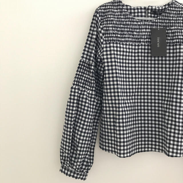 ZARA(ザラ)のボリュームスリーブ ギンガムチェック柄 新品未使用 レディースのトップス(シャツ/ブラウス(長袖/七分))の商品写真