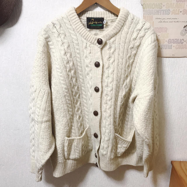 vintage アイルランド製 フィッシャーマン ニット カーディガン