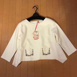 チェスティ(Chesty)のりいさ様専用 Chesty ホワイト&ネイビー ビジュー トップス(カットソー(長袖/七分))