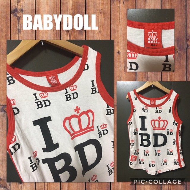 BABYDOLL(ベビードール)のBABY DOLL タンクトップ パイピング ロゴプリント 女の子 120cm キッズ/ベビー/マタニティのキッズ服女の子用(90cm~)(その他)の商品写真