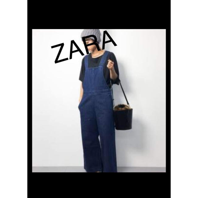 ZARA(ザラ)のＺＡＲＡ デニムワイドパンツ サロペット オールインワン フリンジデニム レディースのパンツ(サロペット/オーバーオール)の商品写真
