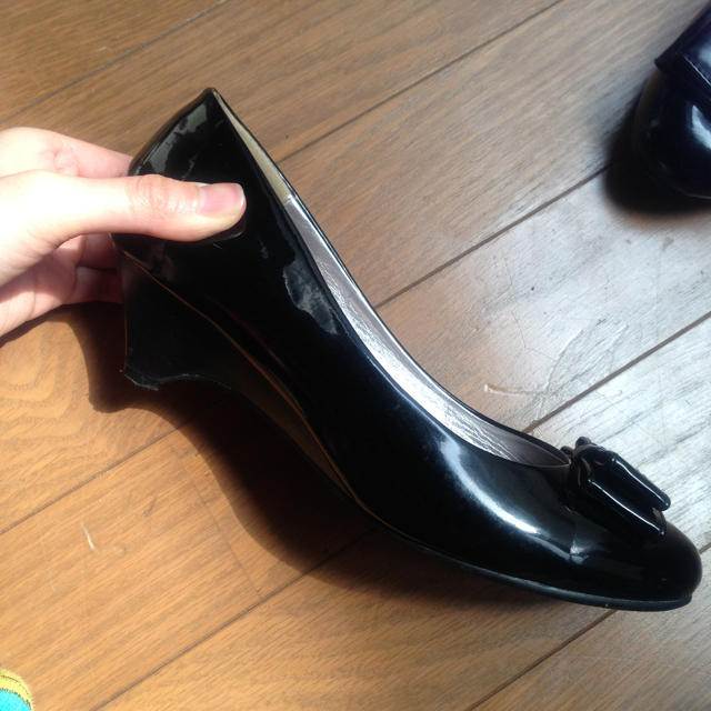黒リボン▼パンプス レディースの靴/シューズ(ハイヒール/パンプス)の商品写真