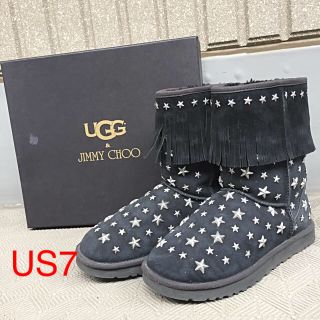 ジミーチュウ(JIMMY CHOO)の★比較的美品★ジミーチュウ×UGG ムートンブーツ 黒 US7(ブーツ)