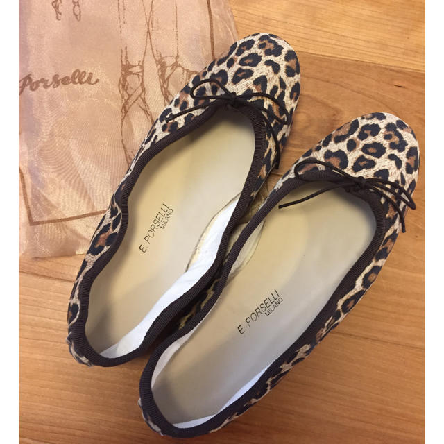 size 38 ポルセリ porselli バレエシューズ レオパード