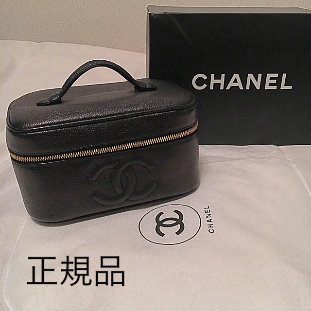 CHANEL キャビアスキンu0026COCOマークバニティポーチ 【正規品 美品】-