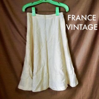 カルヴェン(CARVEN)の【フランスVintage／送料込・コメント無即購入可】オフホワイトフレアスカート(ひざ丈ワンピース)