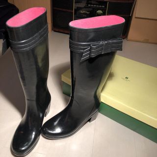 ケイトスペードニューヨーク(kate spade new york)のkate spede レインブーツ 黒 サイズ7(レインブーツ/長靴)