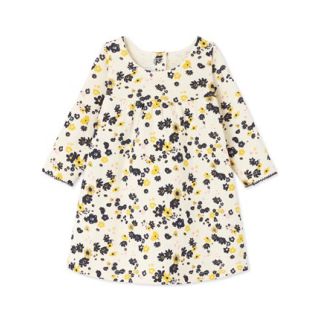 プチバトー(PETIT BATEAU)の【新品未使用】プチバトー チュビックイエローフラワーワンピース 36m 95cm(ワンピース)