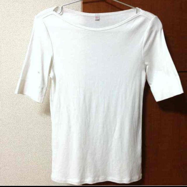 UNIQLO(ユニクロ)のユニクロ 五分袖 ボートネックTシャツM レディースのトップス(Tシャツ(長袖/七分))の商品写真