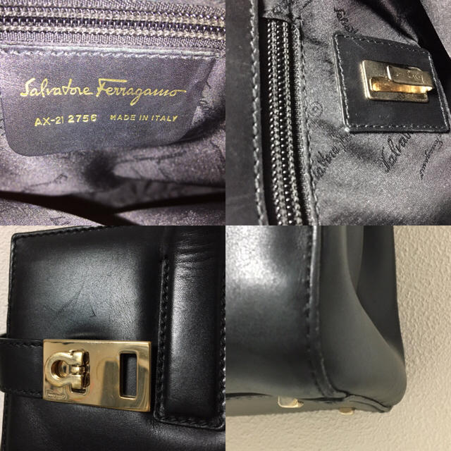 Ferragamo(フェラガモ)の【売切価格】サルバトーレ フェラガモ ガンチーニ トートバッグ ブラック レザー レディースのバッグ(トートバッグ)の商品写真