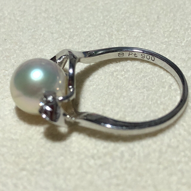 MIKIMOTO(ミキモト)の新品同様美品。ミキモトPt900ダイヤモンドパールリングあこや真珠約７号プラチナ レディースのアクセサリー(リング(指輪))の商品写真