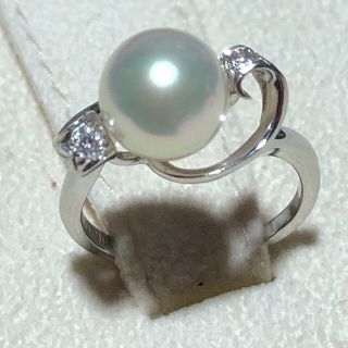 ミキモト(MIKIMOTO)の新品同様美品。ミキモトPt900ダイヤモンドパールリングあこや真珠約７号プラチナ(リング(指輪))