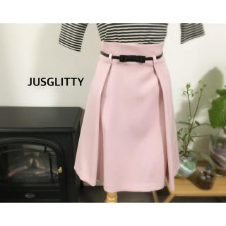 ジャスグリッティー(JUSGLITTY)のJUSGLITTY ウエストリボンベルトスカート ピンク(ひざ丈スカート)